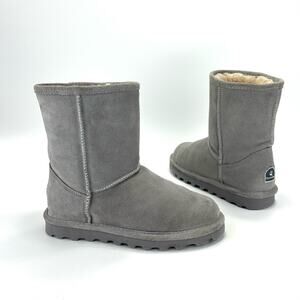 BearPaw Elle Women Winter Boot Sz 7 Gray Suede Wool Lining Waterproof Short Boot